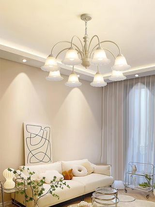 Cream Flower Floral Metal Chandelier