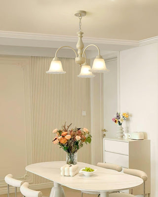 Cream Flower Floral Metal Chandelier