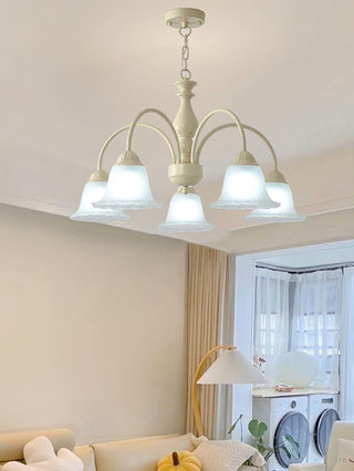 Cream Flower Floral Metal Chandelier