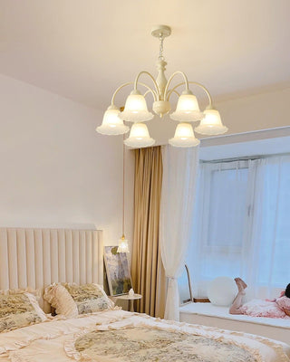 Cream Flower Floral Metal Chandelier