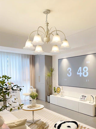 Cream Flower Floral Metal Chandelier