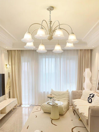 Cream Flower Floral Metal Chandelier
