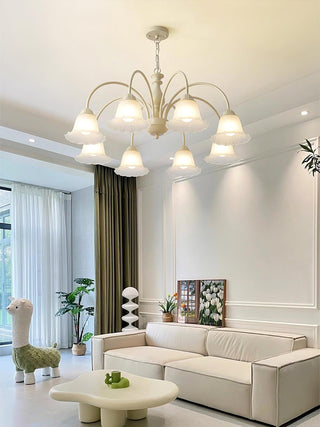 Cream Flower Floral Metal Chandelier