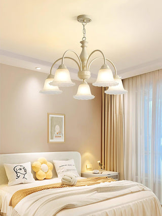 Cream Flower Floral Metal Chandelier