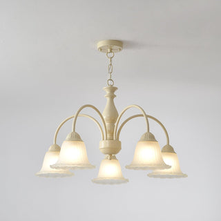 Cream Flower Floral Metal Chandelier