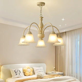 Cream Flower Floral Metal Chandelier