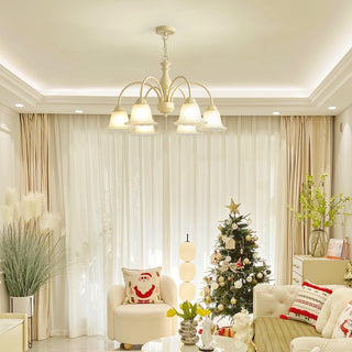 Cream Flower Floral Metal Chandelier