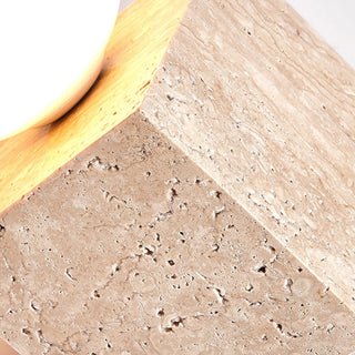 Cube Minimalist Travertine Table Light
