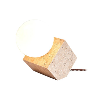Cube Minimalist Travertine Table Light