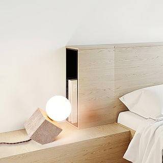 Cube Minimalist Travertine Table Light