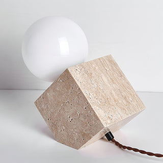 Cube Minimalist Travertine Table Light