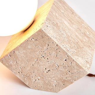 Cube Minimalist Travertine Table Light