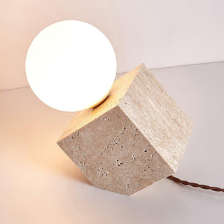 Cube Minimalist Travertine Table Light