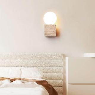 Cube Minimalist Travertine Wall Light
