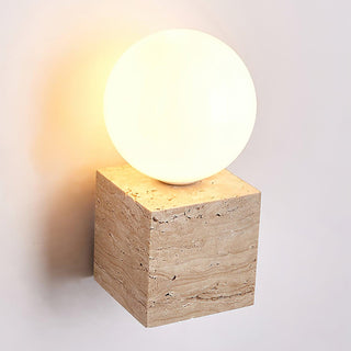 Cube Minimalist Travertine Wall Light