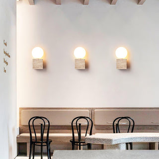 Cube Minimalist Travertine Wall Light