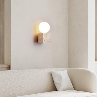 Cube Minimalist Travertine Wall Light