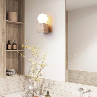 Cube Minimalist Travertine Wall Light