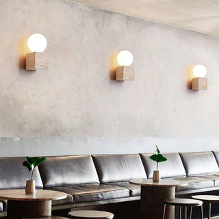 Cube Minimalist Travertine Wall Light