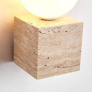 Cube Minimalist Travertine Wall Light