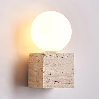 Cube Minimalist Travertine Wall Light