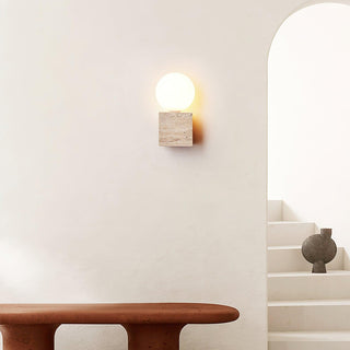 Cube Minimalist Travertine Wall Light