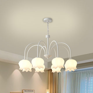 Curved Arm Bell Floral Acrylic Chandelier