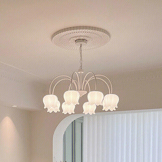 Curved Arm Bell Floral Acrylic Chandelier