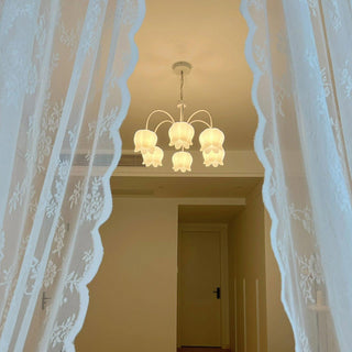 Curved Arm Bell Floral Acrylic Chandelier