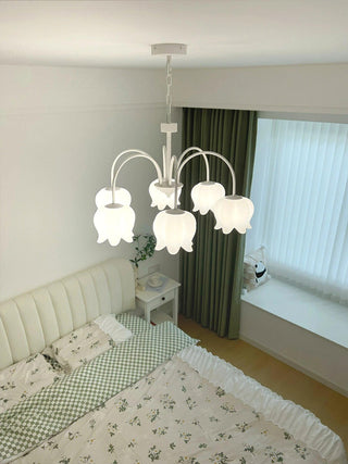 Curved Arm Bell Floral Acrylic Chandelier