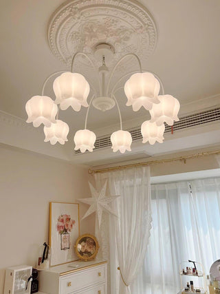 Curved Arm Bell Floral Acrylic Chandelier
