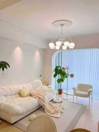 Curved Arm Bell Floral Acrylic Chandelier