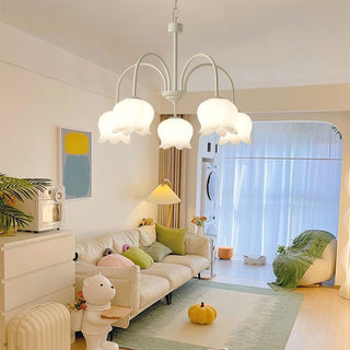 Curved Arm Bell Floral Acrylic Chandelier