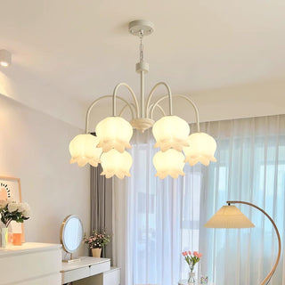 Curved Arm Bell Floral Acrylic Chandelier