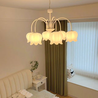 Curved Arm Bell Floral Acrylic Chandelier