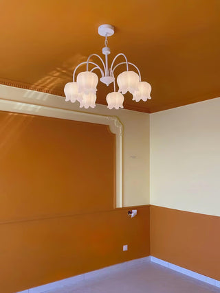 Curved Arm Bell Floral Acrylic Chandelier