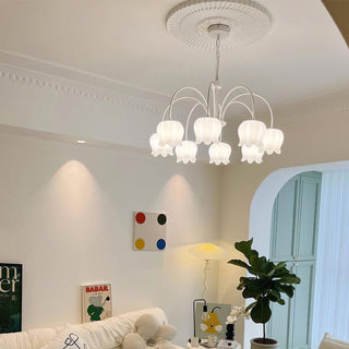 Curved Arm Bell Floral Acrylic Chandelier
