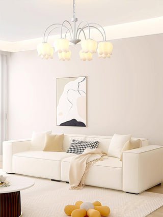 Curved Arm Bell Floral Acrylic Chandelier