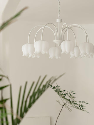 Curved Arm Bell Floral Acrylic Chandelier