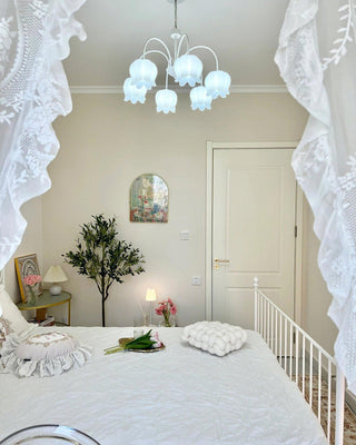 Curved Arm Bell Floral Acrylic Chandelier
