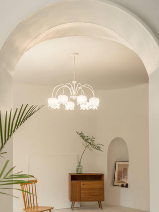 Curved Arm Bell Floral Acrylic Chandelier