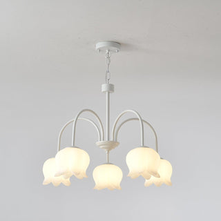 Curved Arm Bell Floral Acrylic Chandelier
