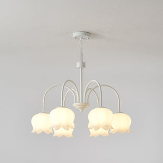 Curved Arm Bell Floral Acrylic Chandelier