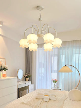 Curved Arm Bell Floral Acrylic Chandelier