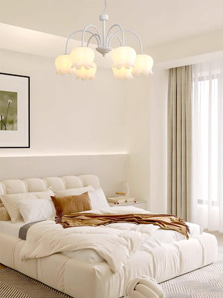Curved Arm Bell Floral Acrylic Chandelier