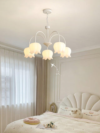 Curved Arm Bell Floral Acrylic Chandelier