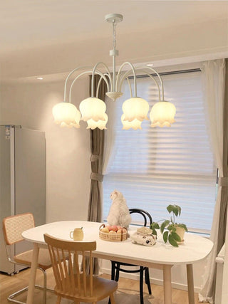 Curved Arm Bell Floral Acrylic Chandelier