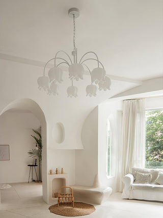Curved Arm Bell Floral Acrylic Chandelier