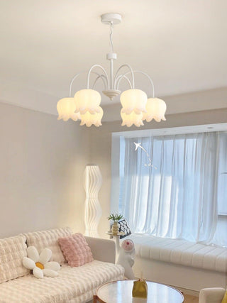 Curved Arm Bell Floral Acrylic Chandelier