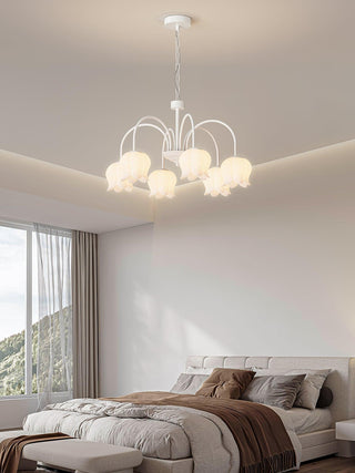 Curved Arm Bell Floral Acrylic Chandelier